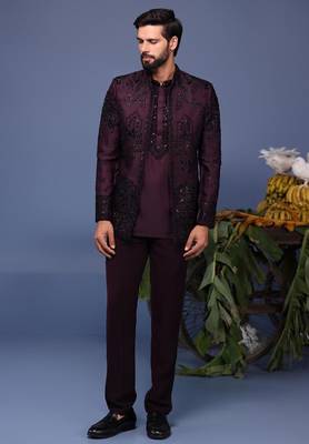Raafiq wine jodhpuri kurta set 2