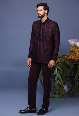 Raafiq wine jodhpuri kurta set 4
