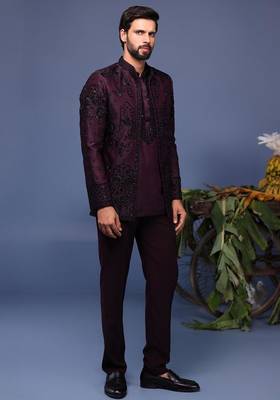Raafiq wine jodhpuri kurta set 5