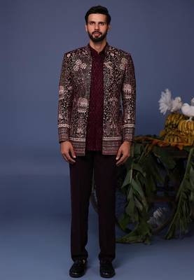 Aurang wine jodhpuri set 1
