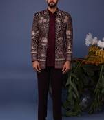 Aurang wine jodhpuri set