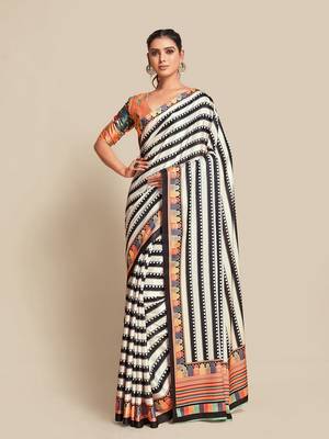 Black bright moss printed saree 1