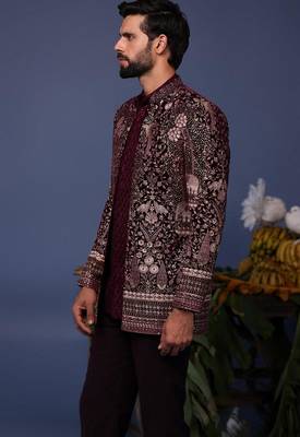 Aurang wine jodhpuri set 3