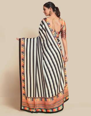 Black bright moss printed saree 2