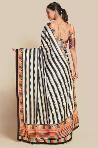 Black bright moss printed saree