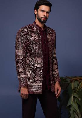Aurang wine jodhpuri set 5