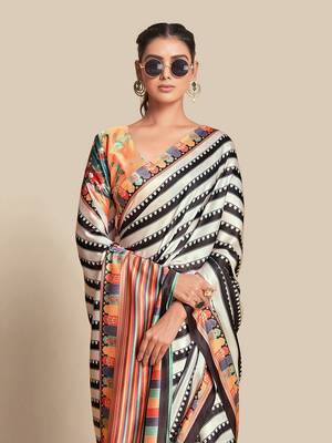Black bright moss printed saree 3