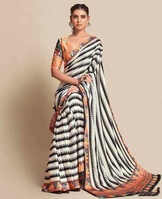 Black bright moss printed saree 4