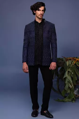 Hifa navy blue jodhpuri set