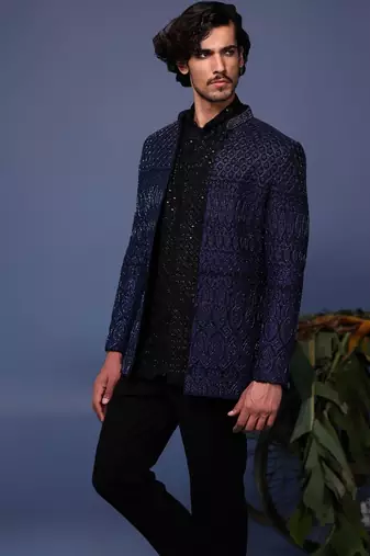 Hifa navy blue jodhpuri set