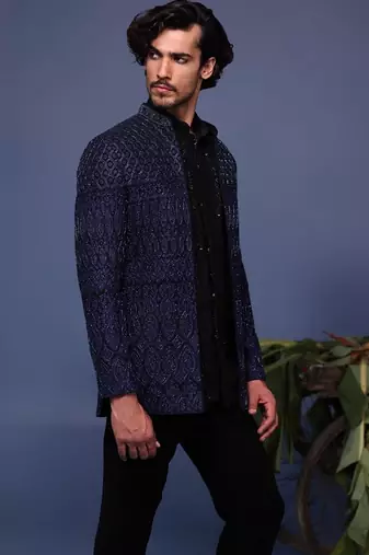 Hifa navy blue jodhpuri set