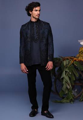 Kush navy blue jodhpuri set 1