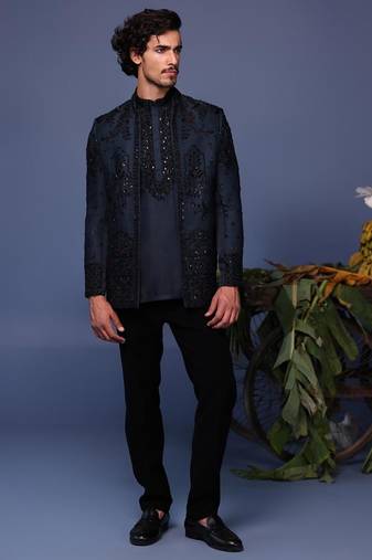 Kush navy blue jodhpuri set