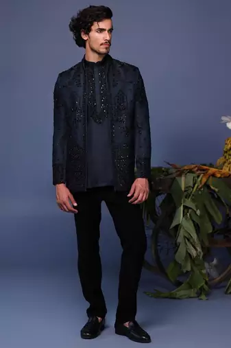 Kush navy blue jodhpuri set
