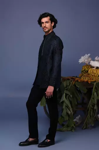Kush navy blue jodhpuri set