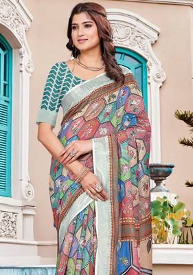 Multy linen cotton saree 3