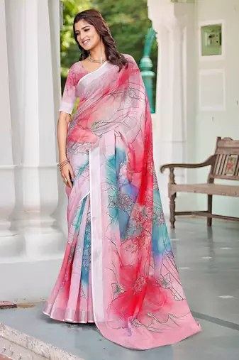 Multy linen cotton saree