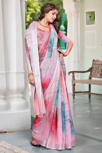 Multy linen cotton saree