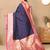navy blue all over zari motifs silk blend saree with contrast pallu