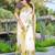 Yellow linen cotton saree