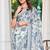 Blue linen cotton saree