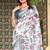 Cream linen cotton saree