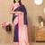 navy blue all over zari motifs silk blend saree with contrast pallu