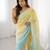 Yellow crunchy silk blend embroidered saree