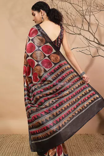 Multy tissue digital printed fancy saree
