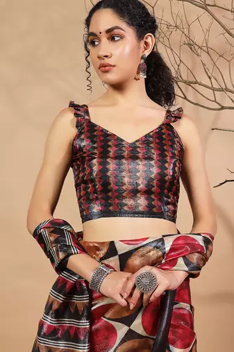 Multy tissue digital printed fancy saree