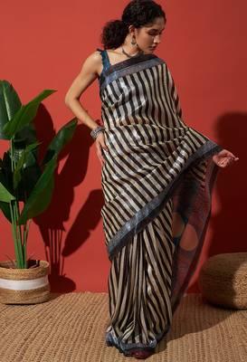 Black tissue digital printed fancy saree 1