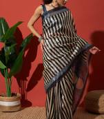 Black tissue digital printed fancy saree