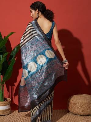 Black tissue digital printed fancy saree 2