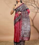 Pink tissue digital printed fancy saree
