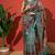Sea green tissue digital printed fancy saree