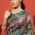 Sea green tissue digital printed fancy saree
