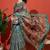 Sea green tissue digital printed fancy saree