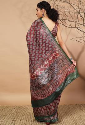 Maroon tissue digital printed fancy saree 2