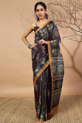 Purple tissue digital printed fancy saree