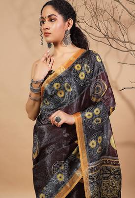 Purple tissue digital printed fancy saree 3