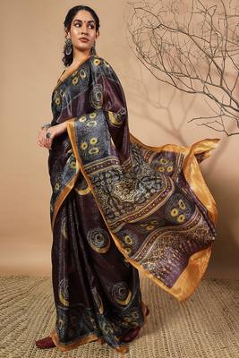 Purple tissue digital printed fancy saree 4