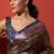 Brown tissue digital printed fancy saree