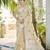 Beige linen embroidered saree