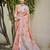 Peach linen embroidered saree