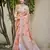 Peach linen embroidered saree