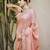 Peach linen embroidered saree