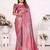 Heavy zari woven pink banarasi silk blend saree