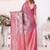 Heavy zari woven pink banarasi silk blend saree