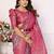 Heavy zari woven pink banarasi silk blend saree