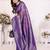 Heavy zari woven purple banarasi silk blend saree